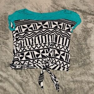 Black and white crop top with front tie